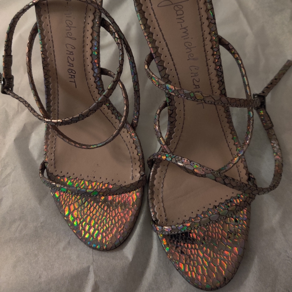Jean-Michel Cazabat Holographic Snake Print Leather Stilettos